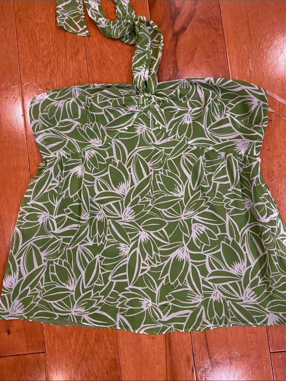 LOFT Green and White Halter Summer Top